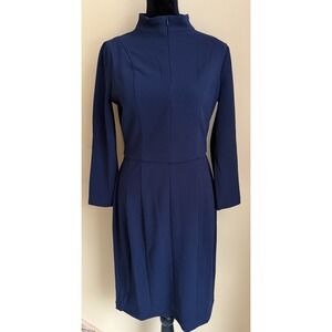 Donna Morgan Notch Neck Sleek Sheath Navy Blue Dress Size 2